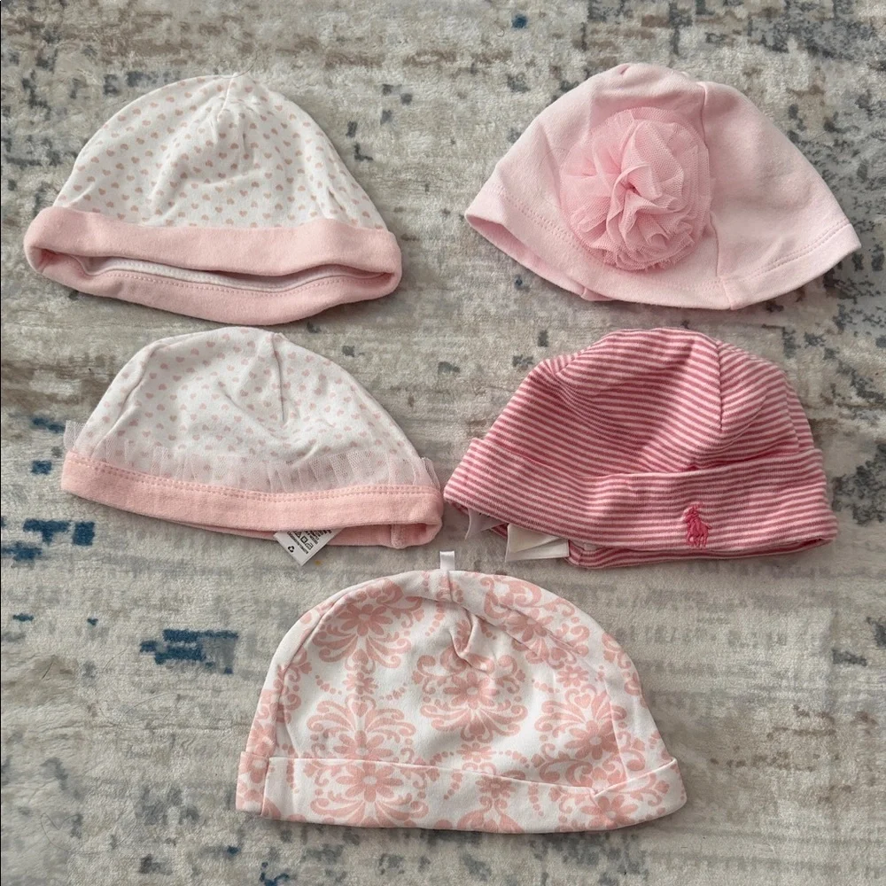 Bundle of Pink Baby Beanie Set